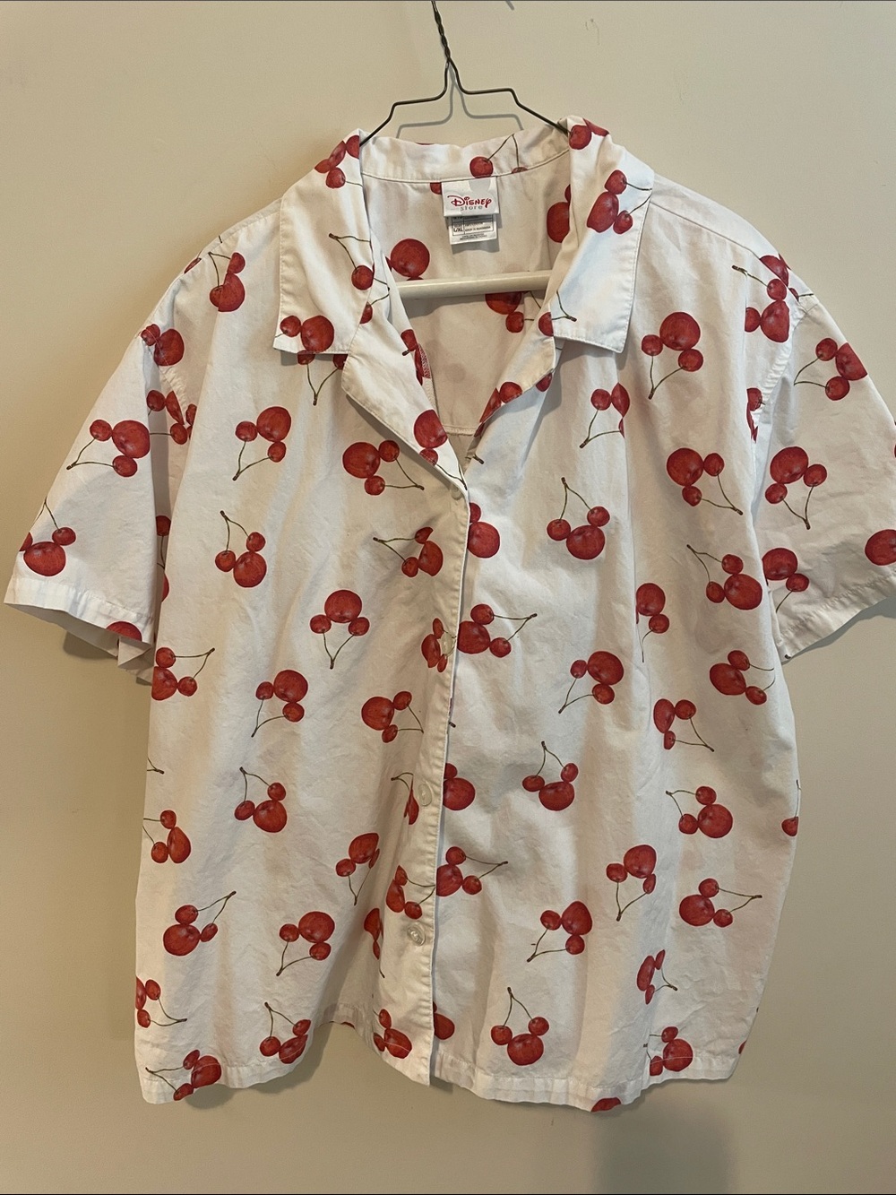 Disney White Cherry Print Short Sleeve Blouse - Picture 3 of 4